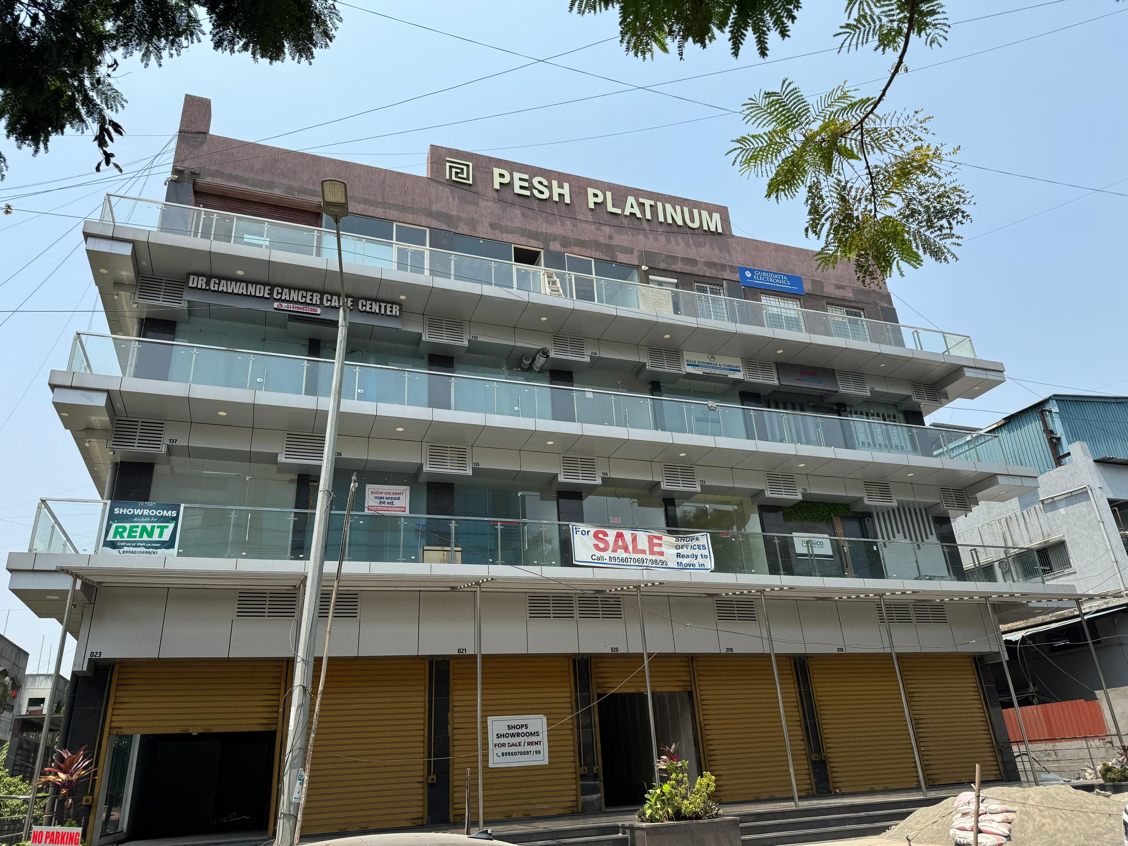 Pesh Platinum ground floor shops close-up street view